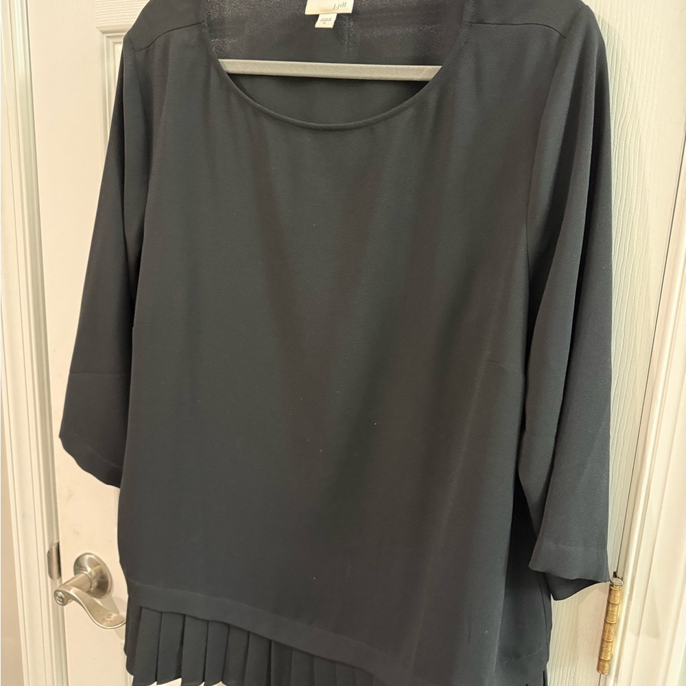 J. Jill Black Blouse with Pleated Hem